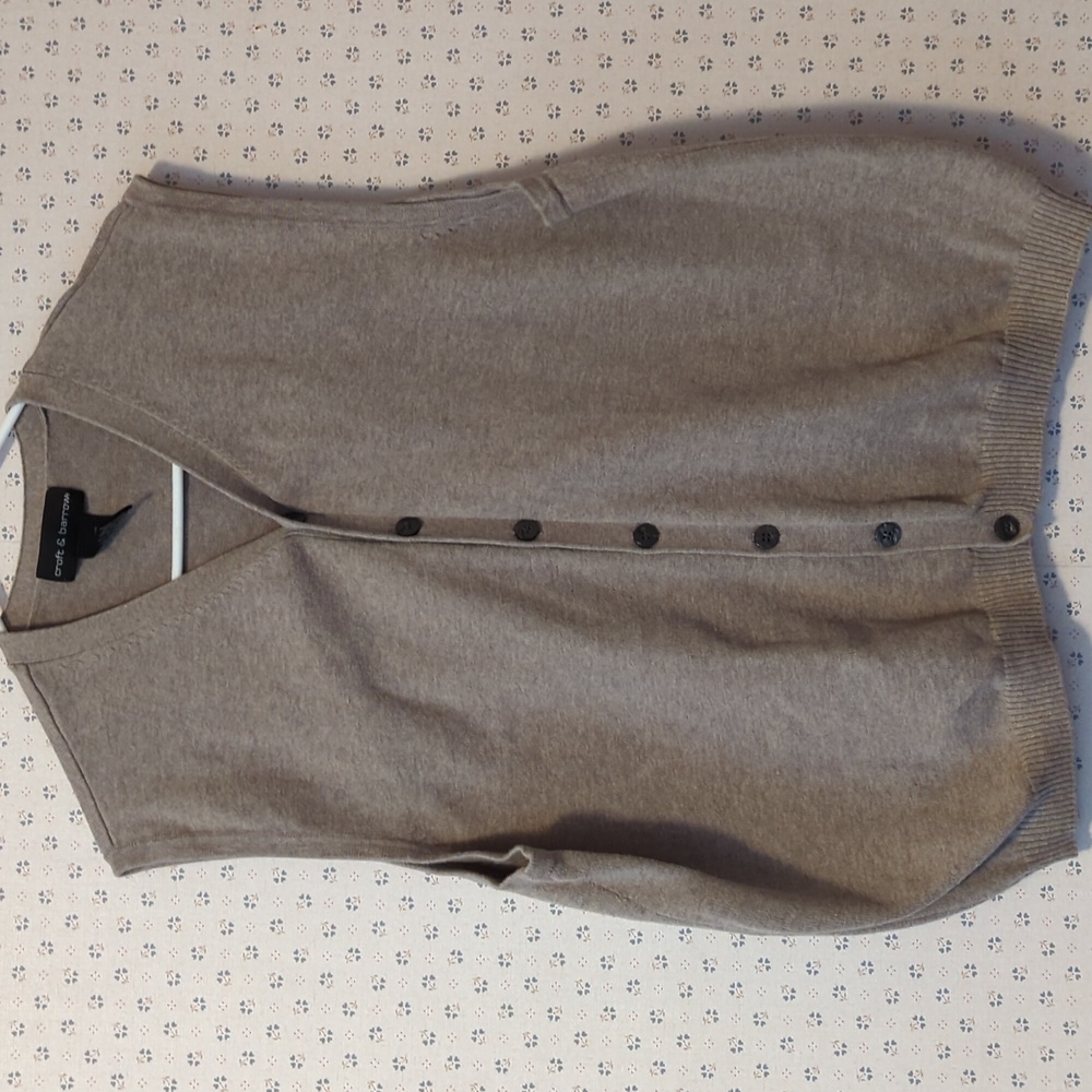 🤎 Cotton Vest Large L Beige Button-Up Sleeveless Croft & Barrow